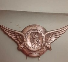 VINTAGE ST. CHRISTOPHER 3in WINGS TRAVEL MEDALLION PATRON SAINT OF SAFE PASSAGE  picture