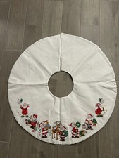 Completed Cross Stitch Finished Christmas Tree Skirt.  Hand Made 41 Fully Lined picture