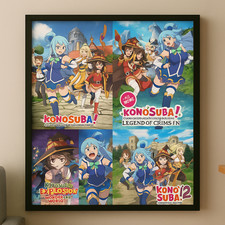 Framed KonoSuba Poster Set (5) – Full Series Anime Wall Art – Megumin Aqua Movie picture