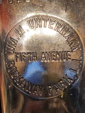 RARE WHISKEY FLASK  Wm. M. UNTERMANN 5th AVE. ROCKAWAY PARK L. I. NEW YORK picture