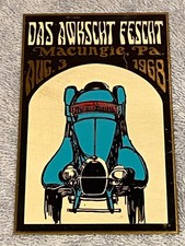 Vintage Auto Show Plaque - 1968 Das Awkscht Fescht - Macungie, PA picture