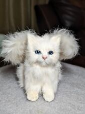 Vintage Medium Persian Kitty Cat With Angel Wings Made From Rabbit Fur Figurine  picture