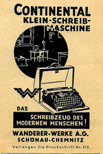 Advertising/Advertising 1928: CONTINENTAL TYPEWRITER/WANDERER-SCHÖNAU/CHEMNITZ picture