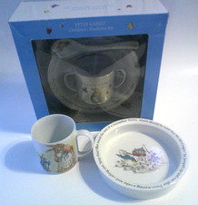 6 Pc Wedgwood Warne BEATRIX POTTER Peter Rabbit Mugs, Plates, Bowls & Spoon picture