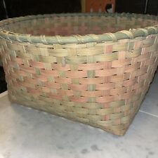 Native American Split Wood Basket COLOR RED AND GREEN 15x8 picture