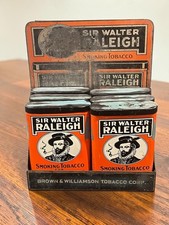 Vintage Sir Walter Raleigh Tobacco Display Rack & 6 Pocket Tins Brown Williamson picture