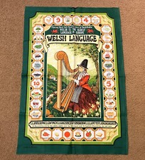 Vintage Clive Mayor Welsh Language Tea Hand Towel British Mad picture