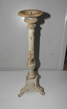 Antique Heavy Cast Iron Alter Candlestick Candle Holder, Portrait Medallions picture