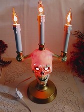 Vtg 1994 Trendmasters HallowScream Skull Candelabra Halloween Light Lamp Working picture