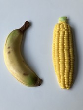 Vintage Realistic Produce Fruits Vegetable Magnet Lot Corn And Banana picture