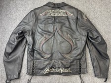 Harley Davidson Custom Speed Leather Jacket 2XL Tall Ace Of Spades picture