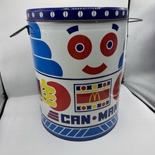 Vintage 1985 McDonald’s Can Man Metal Game Tin Wastebasket Lid 15.5” M-B Sales picture
