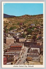 Vintage Central City, CO Postcard Main St Aerial Teller McLaughlins Coffee Signs picture