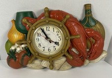 VTG ELECO Kitchen Wall Clock Quartz Lobster Veggies Ship Wheel Tested/Working picture
