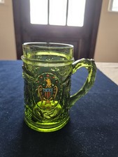 Vintage Green Glass Eagle Star's And Stripes Handled Mud picture