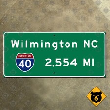 California I-40 Wilmington North Carolina 2554 Miles highway road sign 27x12 picture