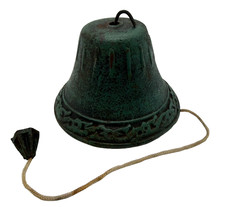 Vintage Green Cast Iron Bell Rustic Country Farmhouse Cottagcore picture