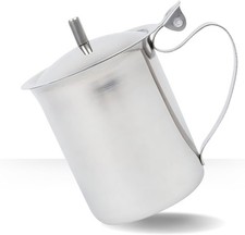 Creamer with Lid 10 Oz Coffee Creamer Container Small Stainless Steel Milk Pi. picture