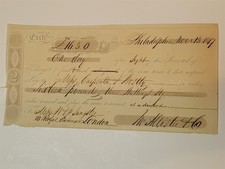1847 antique 2nd PHILADELPHIA BANK EXCHANGE BANKNOTE check london McAllister picture