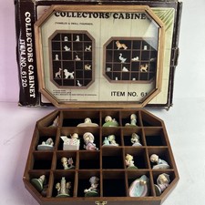 Vintage SMC Wooden Shadow Box Display Case Precious Moments Mini Figurines Lot picture