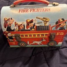 1969 Vintage Disney Fire Truck Lunchbox By Aladdin with thermos picture