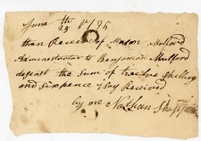 1795 Handwritten Receipt Signed Nathan Shepard to Benjamin Mulford  Hopewell NJ picture