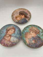 Lot of 3 Vintage Edwin Knowles Mother's Day Plates with Edna Hibel Design picture