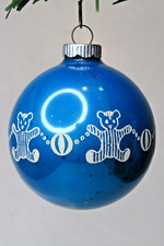 Vintage Glass Stencil Pictured CIRCUS BEAR Christmas Ornament Shiny Brite BLUE picture