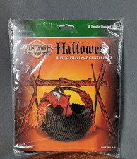 VINTAGE BEISTLE RETRO HALLOWEEN RUSTIC FIREPLACE CENTERPIECE 11
