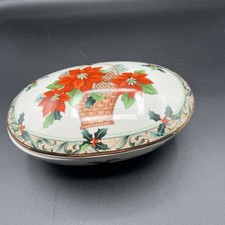 Mikasa Poinsettia Holiday Covered Oval Dish with Holly picture