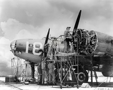 Boeing B-17 Ground Crew Maintaining Engines WWII 8x10 Photo Print HT4136132 picture