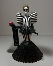 Rachel Zoe Halloween Ceramic Skeleton Lady Collectible Figurine Black/White 12” picture