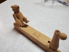 Vintage Hand-Carved Folk Russian Wood Toy - Bear Target Shooter Bogorodskoye picture