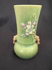 Roseville Pottery Green Apple Blossom 1949 MCM Vase 381-6  Roseville, Ohio USA picture