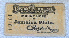 1888 Boston & Providence Railroad Ticket Mount Hope Jamaica Plain MA RR picture