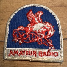 Vintage Amateur Radio Operator Patch Red Flying Pegasus Mobil Gas Oil Sign Logo picture