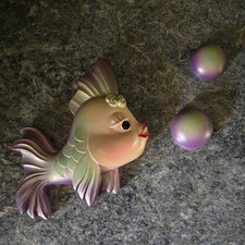  Vintage 1975 Miller Studios Anamorphic Chalkware Fish With Two Bubbles  picture