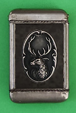 Antique Art Nouveau Stick Pocket Match Safe Box Vesta Case; Lady & Stag Motifs picture