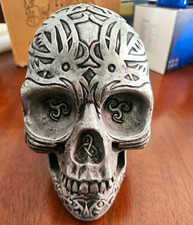 Gothic Pewter Skull - Fully Covered in Tribal Tattoos, 1998, Excellent Condition picture