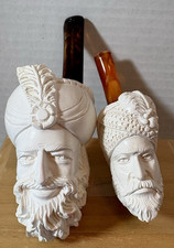 Two Sultan Meerschaum Pipes - 1 New / 1 Used Once -- Both in Excellent Condition picture