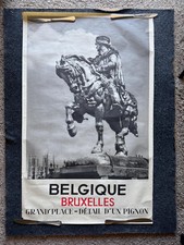 Original Vintage Brussels Belgium Travel Poster Grand Place City Tourism Advert picture