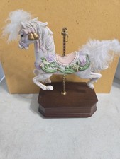 Vtg. Westminster Musical Carousel Collection Horse W Wood Stand. 1960-1970S picture