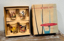 VTG 1950s Federal Glass Rumpus Set Novelty Shot Glasses Cannibal Explorer In Box picture