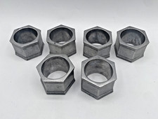 DURATALE by Leonard Napkin Rings SET 6 Pewter Made in Italy Vintage picture
