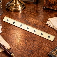 Victorian Antique French Fleur de Lis Desk Ruler Silver Appliqué 12 Inch picture