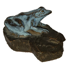 Vtg Ed Challenger Signed Ltd Edition Bronze Frog Figurine Sculpture Paperweight picture
