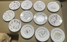 Rosanna “ Twelve Days Of Christmas “  12 Salad Plates Complete Italy Silver Rim picture