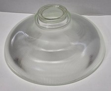 Antique Holophane Prismatic Ribbed Glass Industrial Light Shade 12” Vintage picture