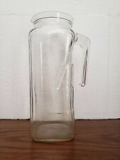PITCHER ~ TALL GLASS PITCHER  WITH HANDLE ~ MADE IN ITALY ~ 9 INCH picture