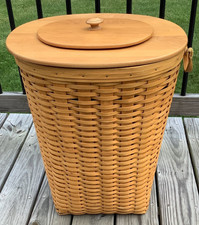 Longaberger 2002 Extra Large XL Waste / Hamper Basket with Lids & Protector - r picture